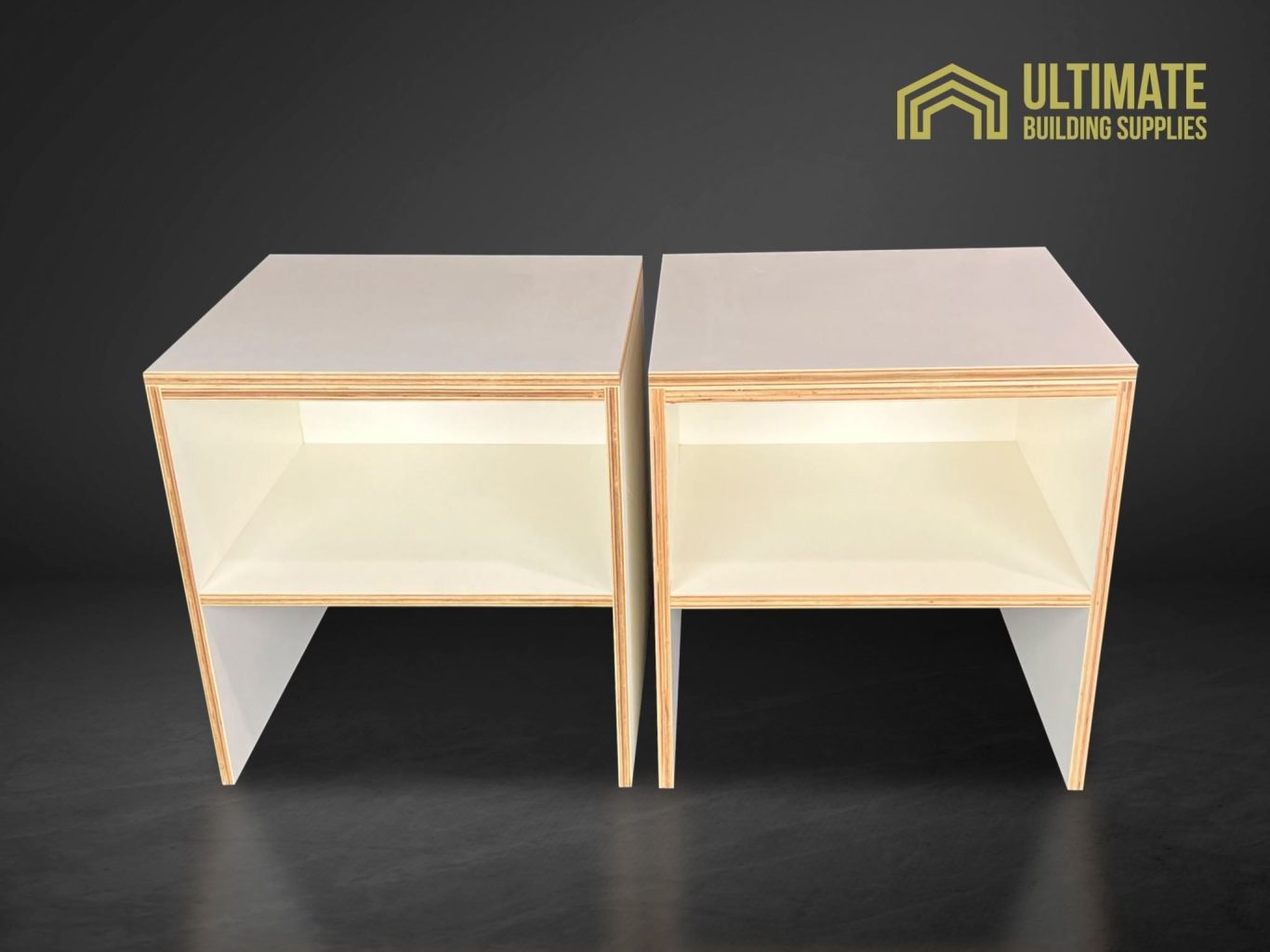 Plywood Warm White bedside tables Set of two 9 Plywood Warm White bedside tables Set of two Furniture 9