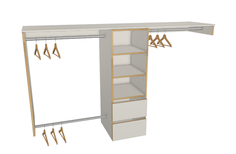 Double Drawer Wall Hanging Spaces Wardrobe Wardrobes 3