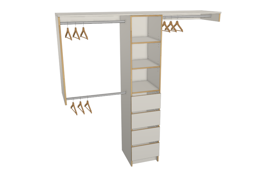 Double Drawer Wall Hanging Spaces Wardrobe Wardrobes 6