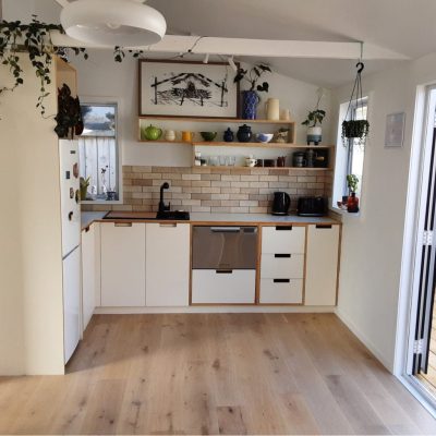 Installed white plywood kitchen